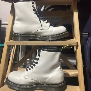 White Doc Marten leather boots